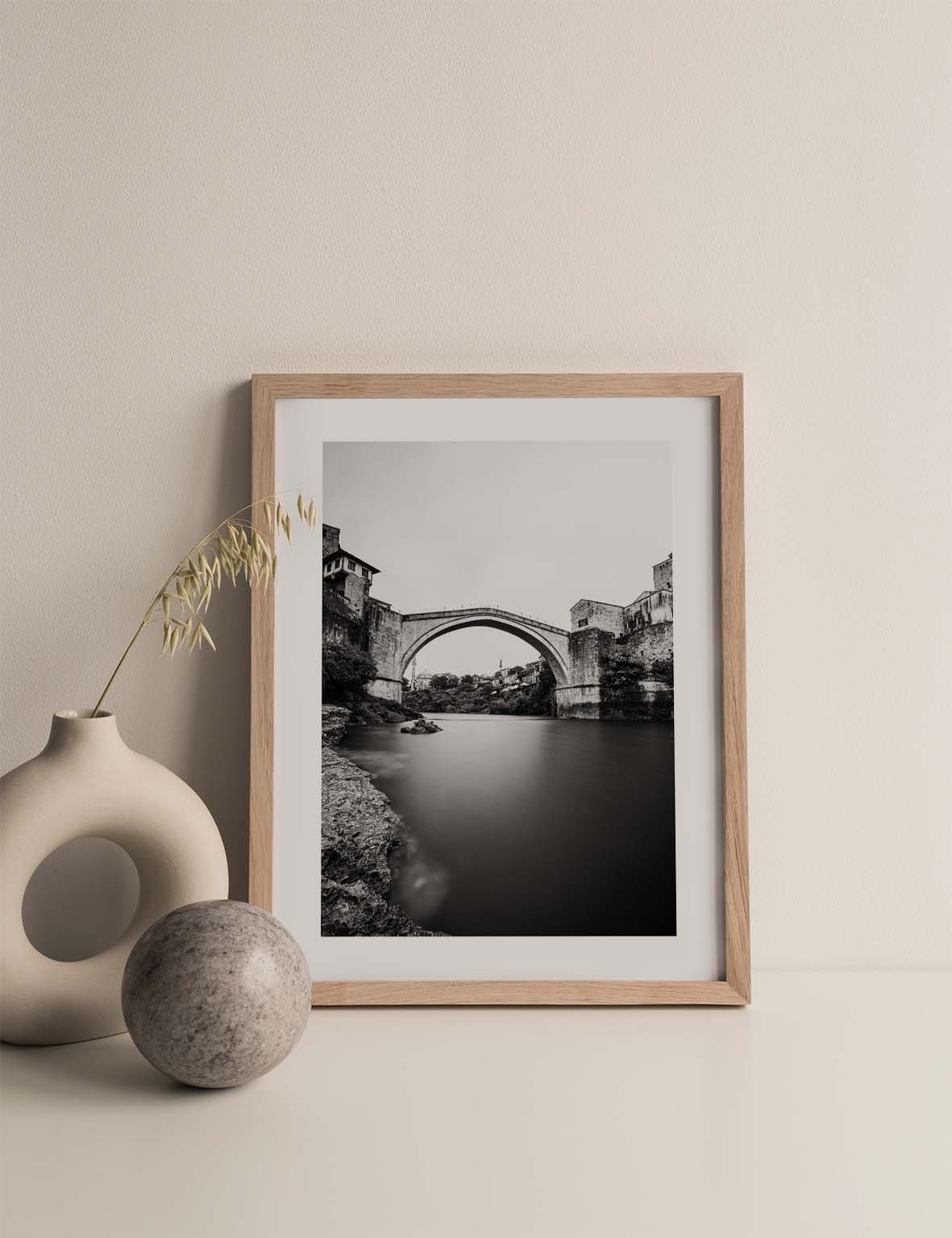 Mostar Bridge Vertical, Black and White | Bosnia 2021