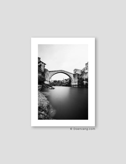 Mostar Bridge Vertical, Black and White | Bosnia 2021