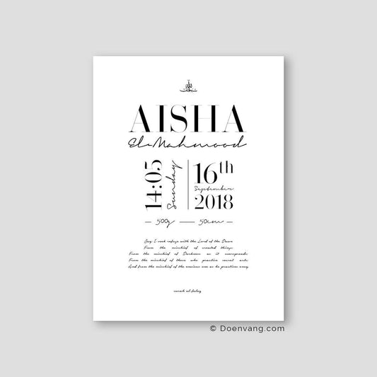 Personalised Birth Poster, Black and White