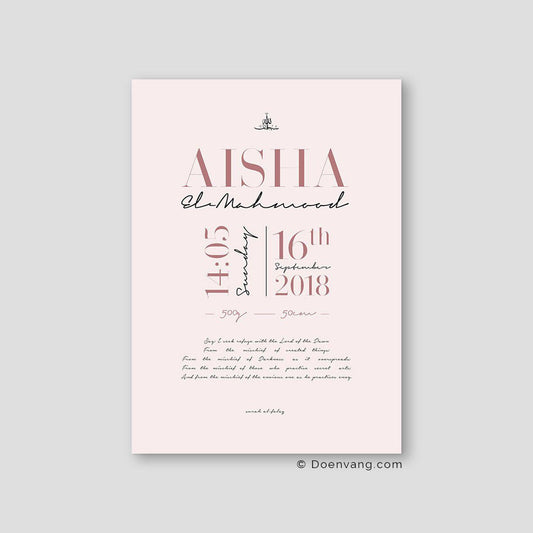 Personalised Birth Poster, Pink